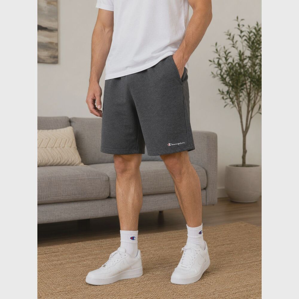 Champion Men's XXL Gray Pull On Sweat Shorts Drawstring Pockets Logo Casual #14